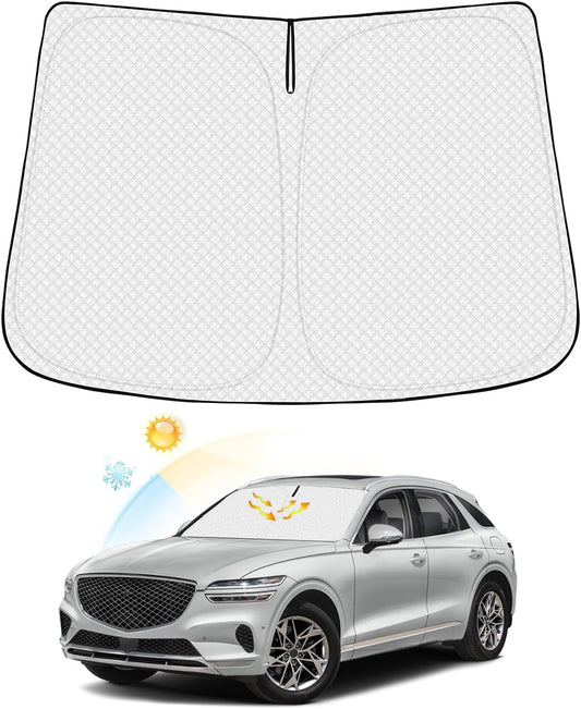 Windshield Sun Shade for 2022-2025 2026 Genesis GV70 Accessories Thicken 6-Layer Front Window Sunshade Cover Sun Visor Protector Foldable Block UV Rays Keep Vehicle Cool