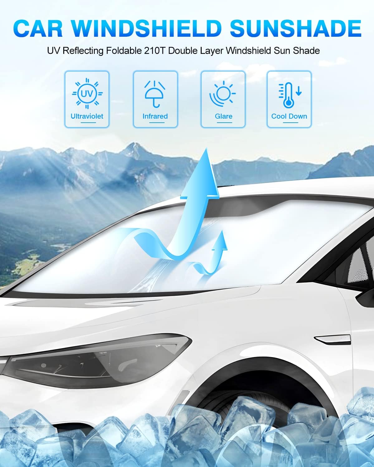 KUST Windshield Sun Shade for 2021-2025 2026 Volkswagen VW ID.4 Accessories Sunshade Window Sun Visor Protector Foldable Blocks UV Rays Keep Car Cooler Privacy