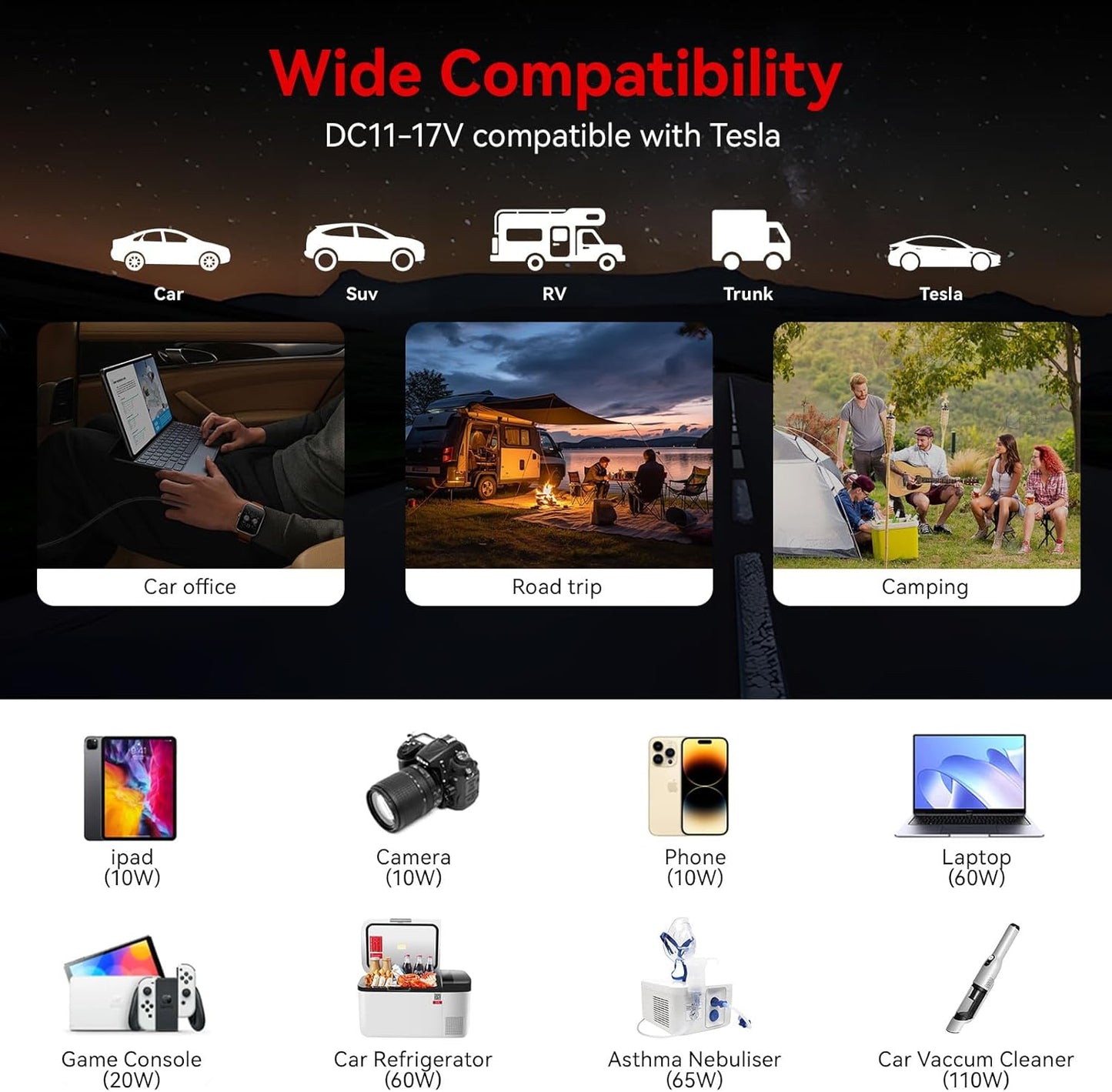 BESTEK 300W Car Power Inverter - DC 12V to 110V AC Car Plug Adapter with 30W USB-C & 18W USB-A Dual AC Outlet, Fast Car Charger Adapter for Laptop, Vehicles, Road Trip Essentials