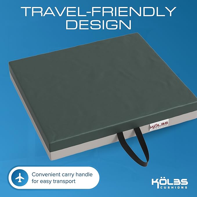 Kölbs Gel Extreme Wheelchair Cushions Seat Cushion, Coccyx, Sciatica & Tailbone Pain Relief Seating Pad Ideal for Office, Kitchen Wheelchairs and Auto, 18 x 18, 3 Inch Thick (Change for dif, Sizes)