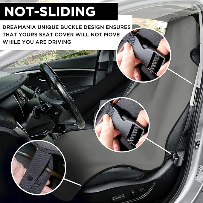 Waterproof Seat Cover, 2pcs Upgraded Sweat Carseat Protector, Perfect for Universal Anti-Slip Car Truck SUV Seat, Ideal for Surfing Yoga Gym Workout, Grey