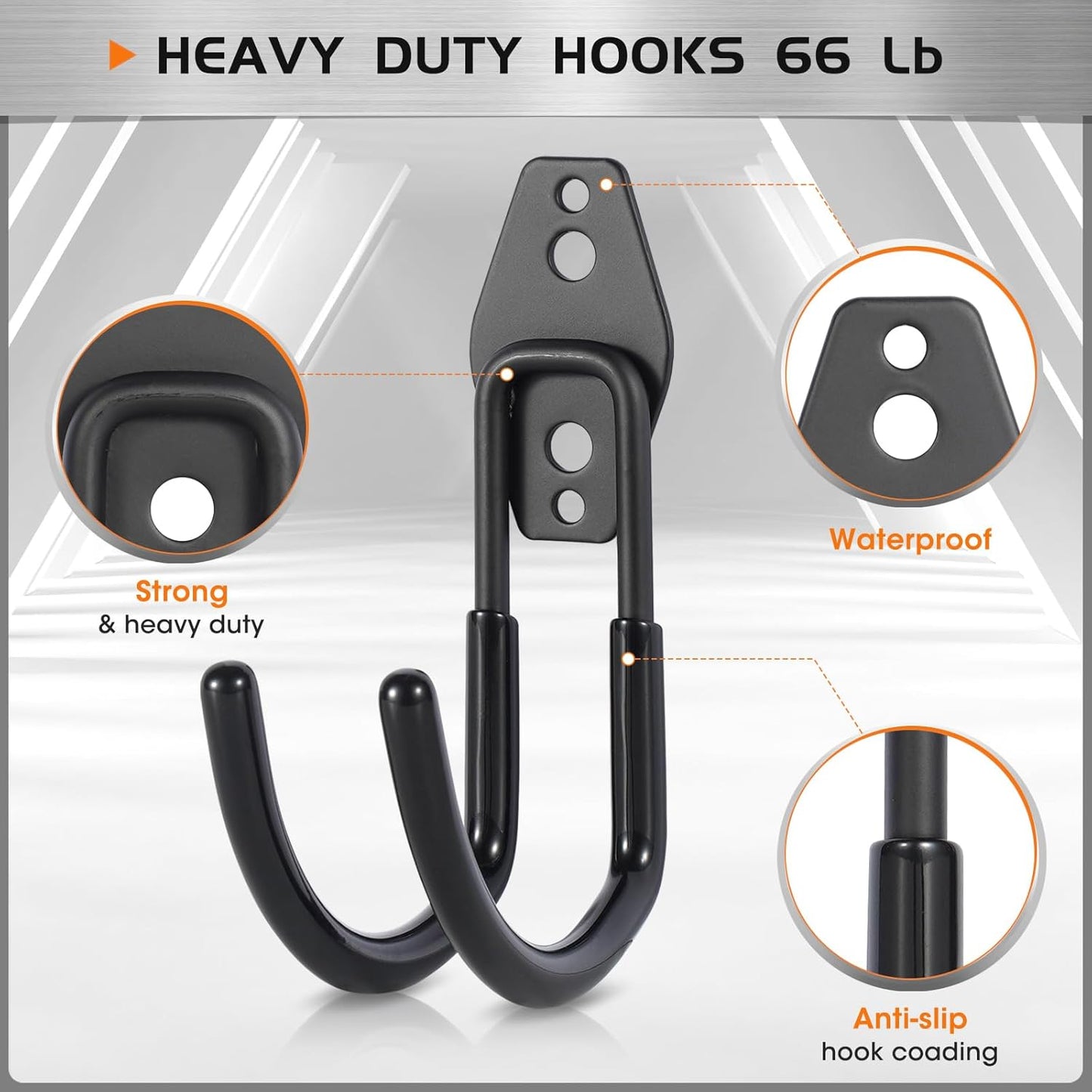 Hose Hanger Wall Mount 2 Pack,Heavy Duty Hose Holder with Screws Metal Hose Hangers for Outside,Hose Rack Suitable for Garage,Garden and Yard,Black