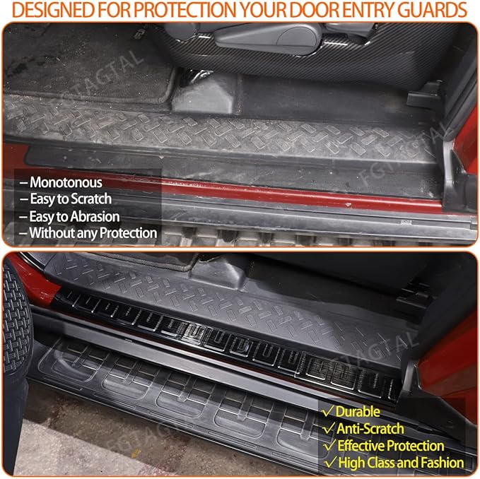 Car Door Sill Guard Cmpatible with Toyota FJ Cruiser 2007-2021, Outer Door Entry Guards Threshold Strip, Auto Stainless Threshold Protection Guards (4PCS)