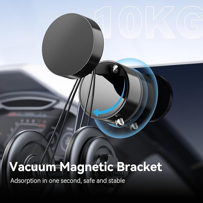 Magnetic Car Phone Mount - Ultra Strong Vacuum Suction Phone Holder for Dashboard/Windshield, Foldable 360° Adjustable Car Phone Mount Compatible with iPhone 16/15/14 & All Smartphones-817001A