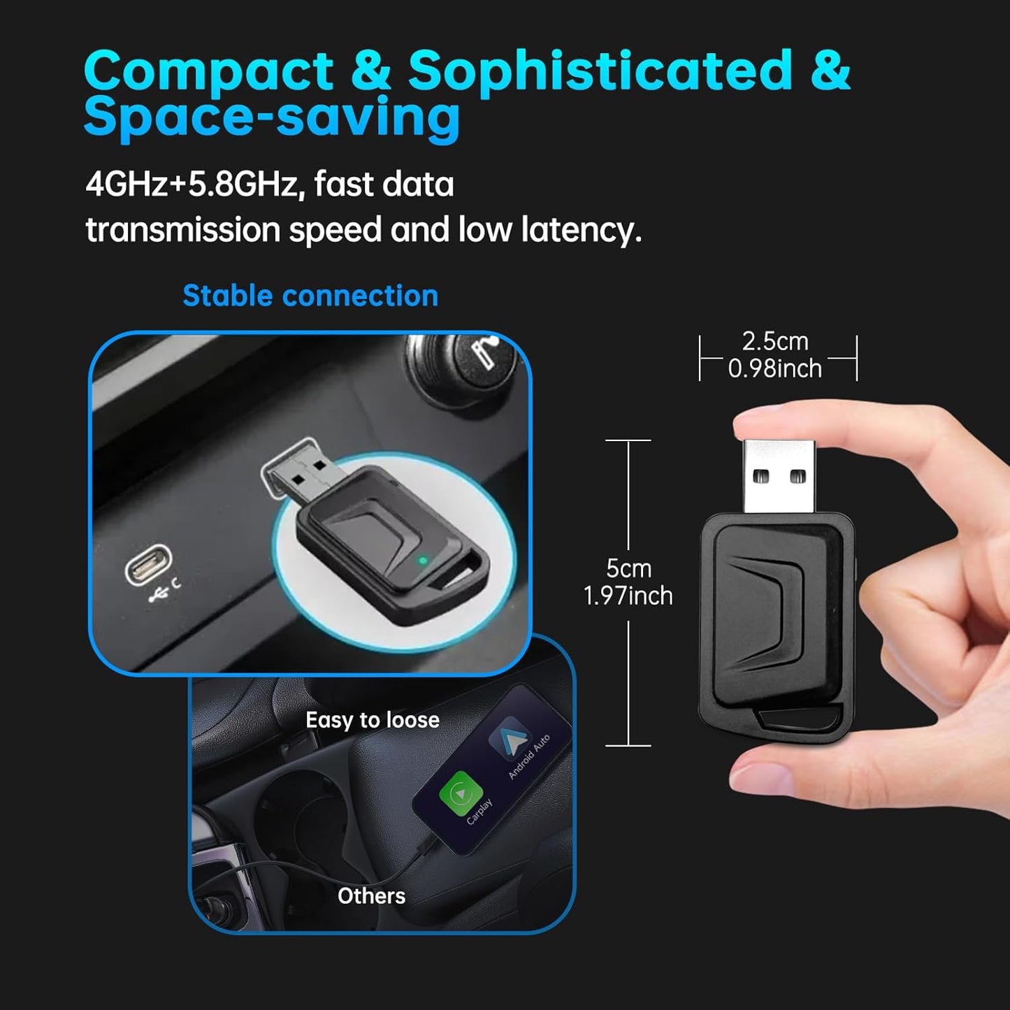 CarPlay Smart Box,Wireless CarPlay Adapter, converts Factory Wired to Wireless CarPlay dongle, Plug and Play