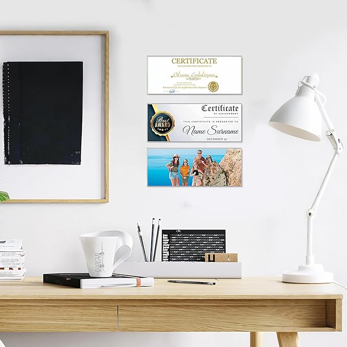Business License Frame, 12 Pack 4x10 Inch Acrylic Clear Cosmetology License Frame Holder for Wall, License Certificate Holder for Restaurants Office School to Display Important Documents,No Drilling