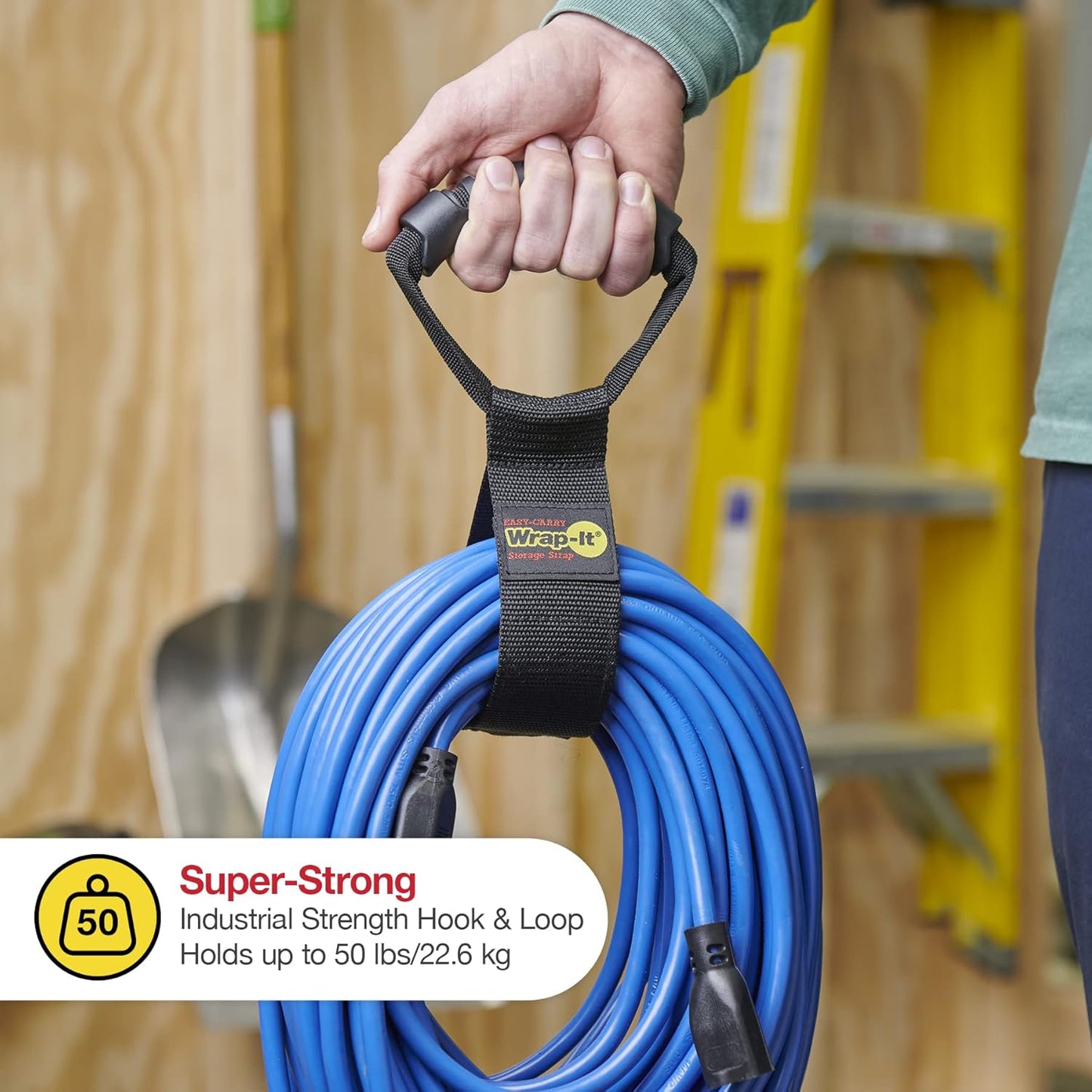 Easy-Carry Wrap-It Storage Straps - 17" (2-Pack) – Heavy-Duty Hook and Loop Cord Carrying Strap, Hanger, and Organizer with Handle for Pool Hoses, Garden Hoses, Cables, and Dad Gift Ideas…