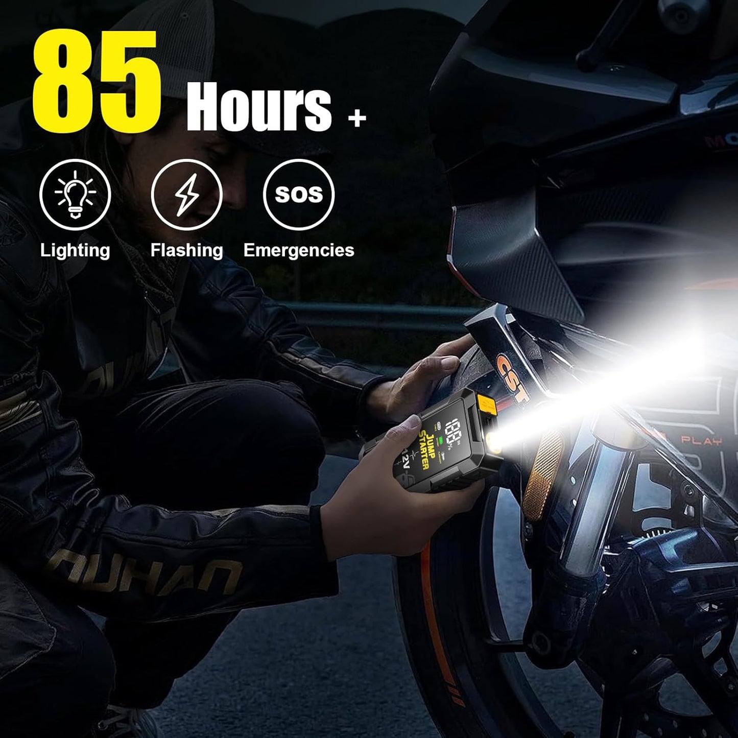 Car Battery Jump Starter with 4000A Peak Smart Clip LCD Display and 3 Modes Flashlight for Up to All Gas and 10.0L Diesel Engine 12V Auto Battery Booster Jumper Cables Portable Lithium Jump Box