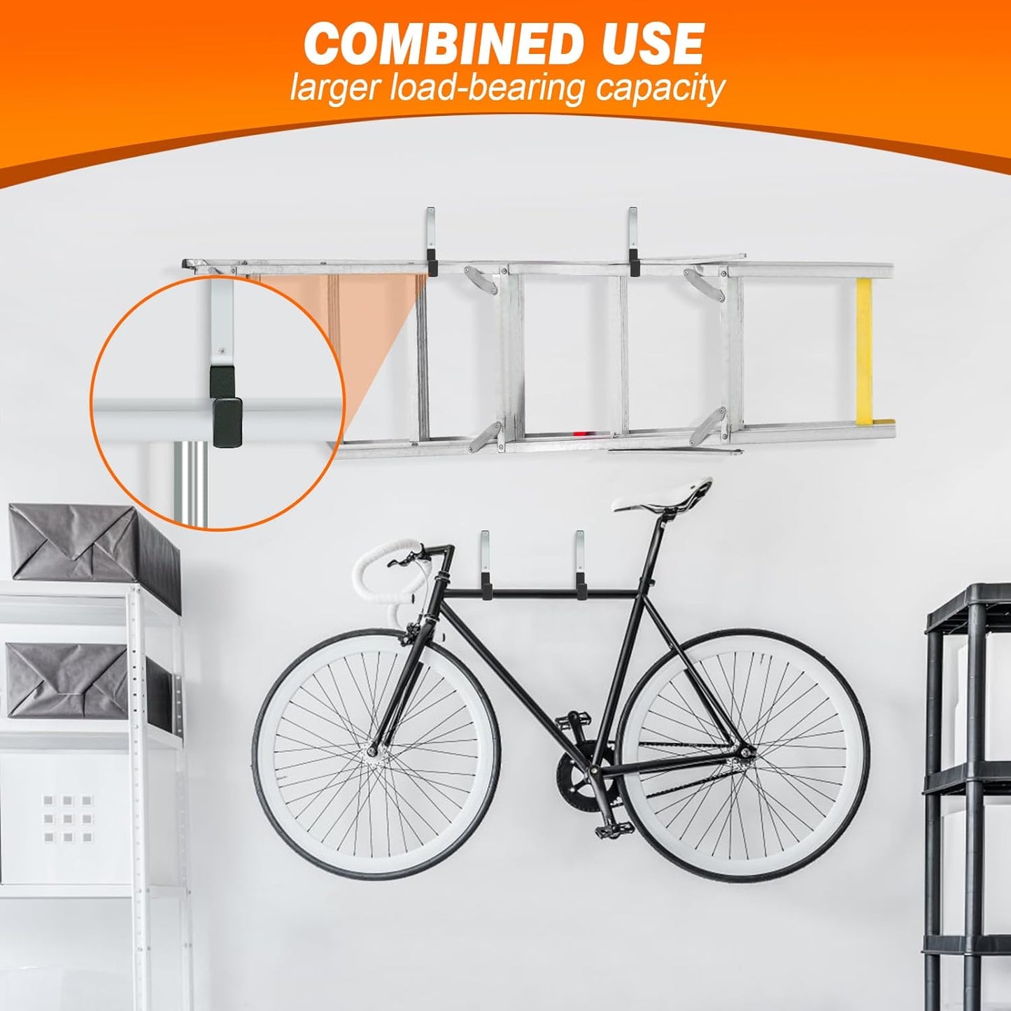 Garage Hooks Heavy Duty Bike Hooks for Garage Set of 8 Tool Organizers and Storage Wall Mount Storage Tool Holder Hanger for Garden Shed Shop Ladder