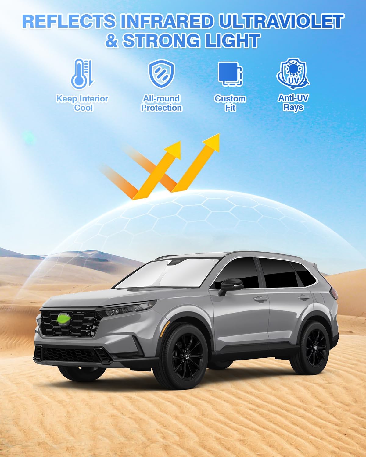 Sunshades for Honda CRV 2023-2025 2026 CR-V Accessories Windshield Sun Shade Side Rear Window Shade Cover Sun Visor Shield Privacy Protection Keep Vehicle Cool Black 8PCS