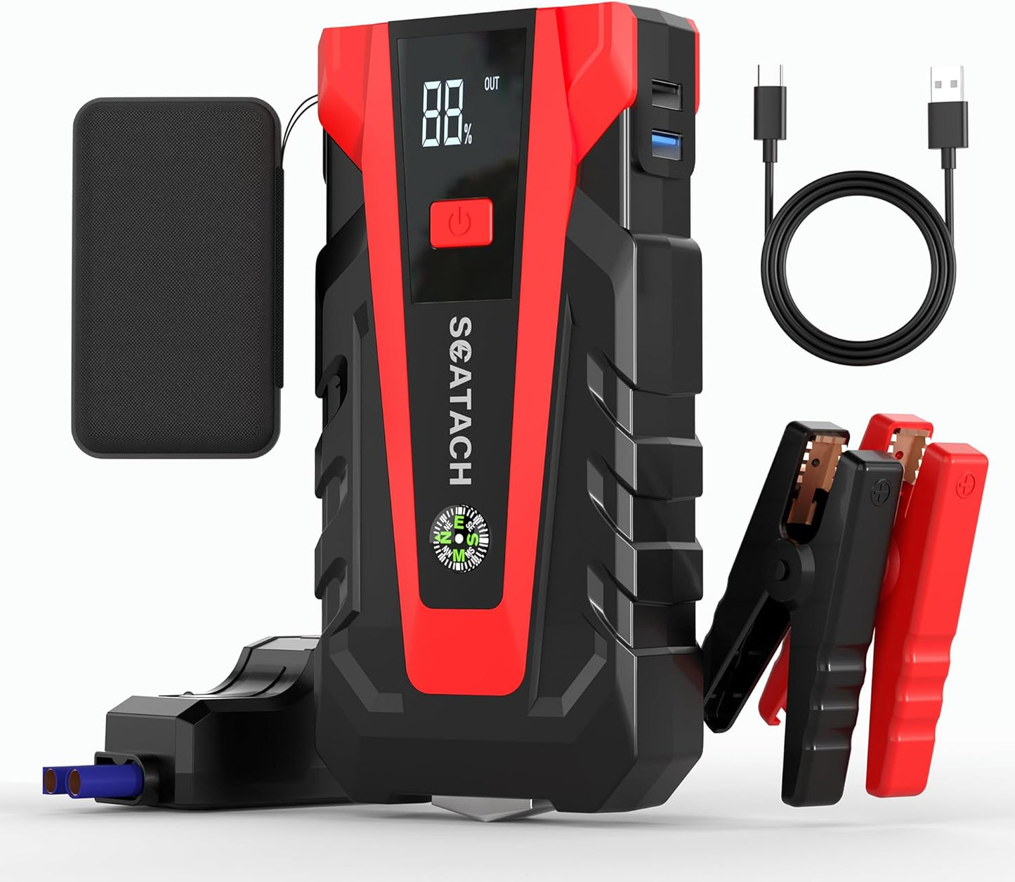 Scatach 011 Car Battery Jump Starter,4000A 12V Jump Starter Battery Pack (up to 10.0L Gasoline and 8.0L Diesel Engine), Portable Jump Box with 3 Modes Flashlight and Jumper Cable Black