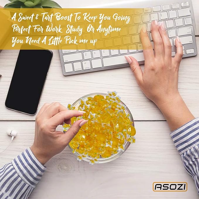 Lemon Candy Hard Drops 2lb - Quality Old-Fashioned Lemon Drops individually Warped with a soft center, Sweet & Tart Candy Delight, Perfect Lemony Flavor, by ASOZI