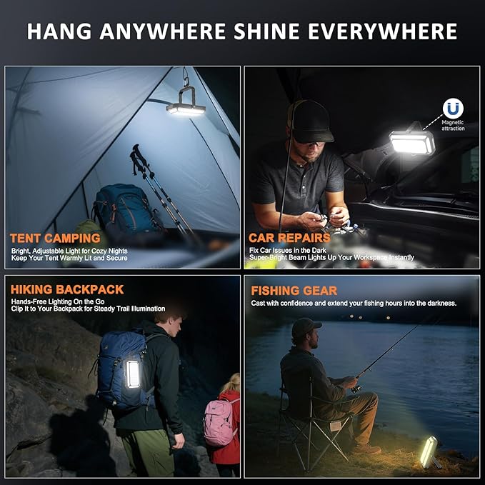 Camping Lantern LED Rechargeable - up to 120+ Hours, 10000mAh Portable Camping Lights with Redlight &12 Light Modes, LCD Display, Dimmable, Waterproof, Camping Lantern for Power Outages, Hurricane