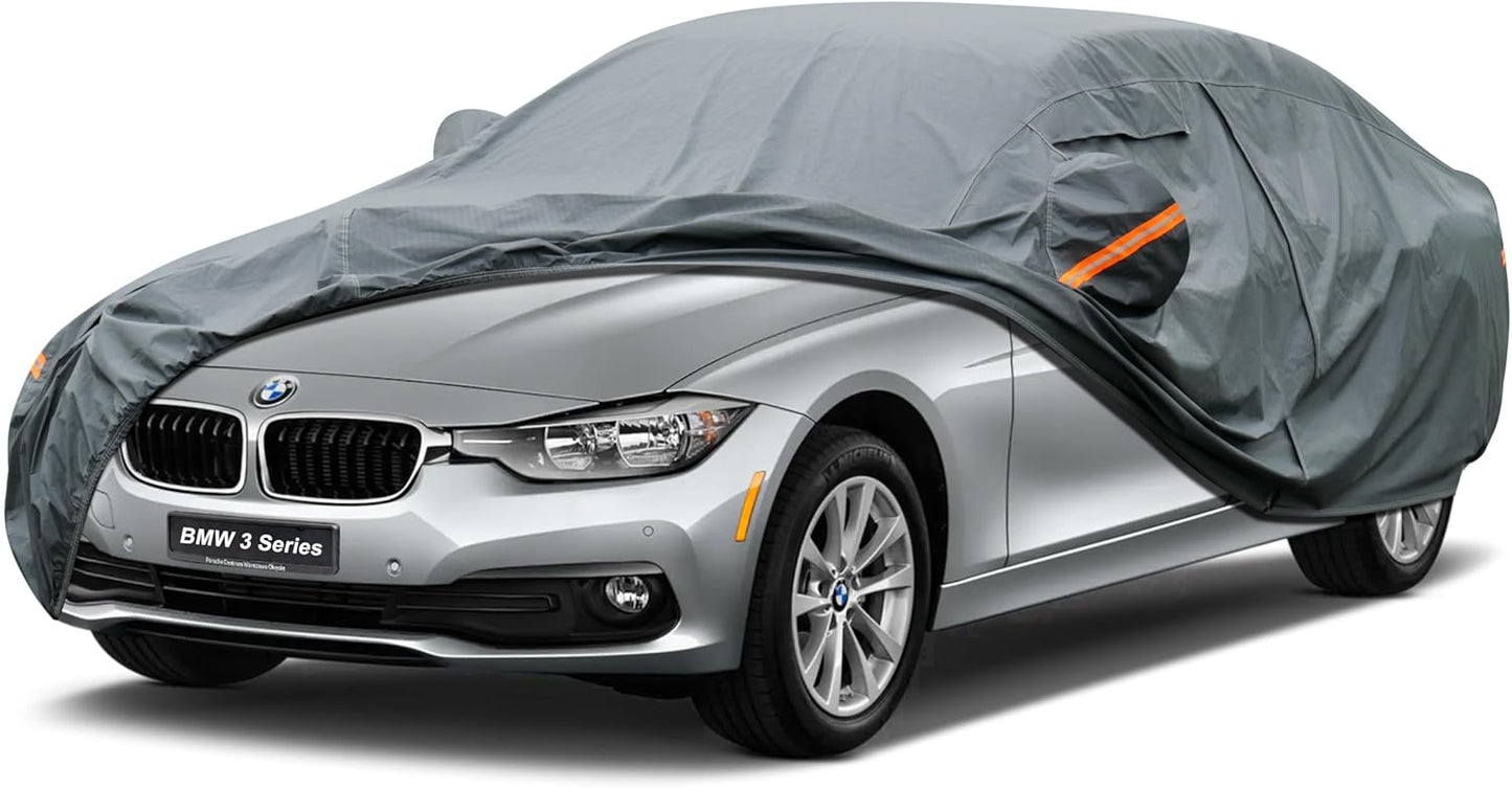 Premium Car Cover Custom Fit BMW 3 Series M3 320i 325i 328i 330i 335i (2007-2025), 16 Layers Heavy Duty Car Cover Waterproof All Weather with Zipper Door for Sun Rain Snow Dust Uv Protection