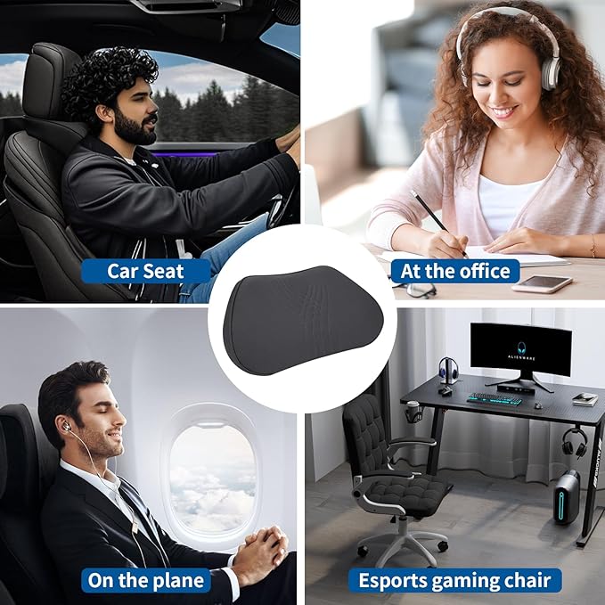 Lumbar Support Pillow for Car Memory Foam Back Sleeper Cushion for Drving Seat for Most Car SUV Home Office Grey