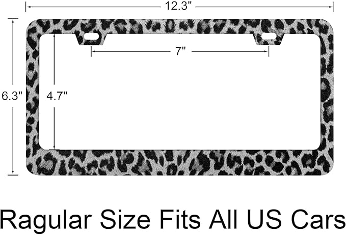 Leopard Print African Colorless Camouflage License Plate Frames Rust-Proof Stainless Steel Screws Fasteners Included Personalized Cover for Women and Men 12.3x6.3 Inch License Plate Holder -DATANSEN