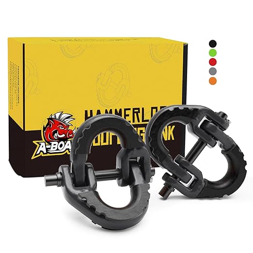 1/2 Safety Chain Connector Link, 2pack Hammerlock Coupling Link for Trailer Chains Connect, Drop Forged Steel Tow Hitch Safety Chain Connector Link, Black