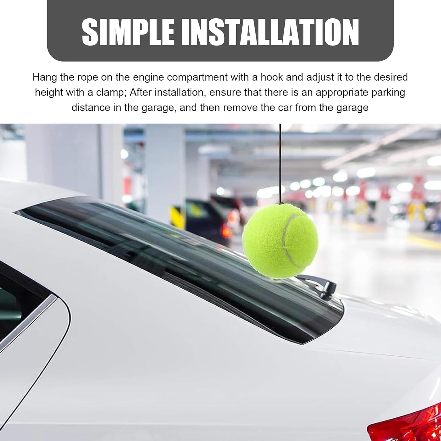 2PCS Garage Tennis Ball Parking Aid, Precise Car Stop Indicator with Non-Elastic String and Adjustment Buckle, Parking Stopper Assist for Garage Accessories