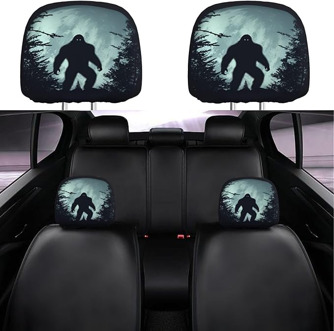 Dujiea 2 Pack Full Moon Car Headrest Covers, Universal Soft Car Seat Head Rest Protector, Vehicle Accessories Fabric Headrest Cover for Cars, Vans, Trucks