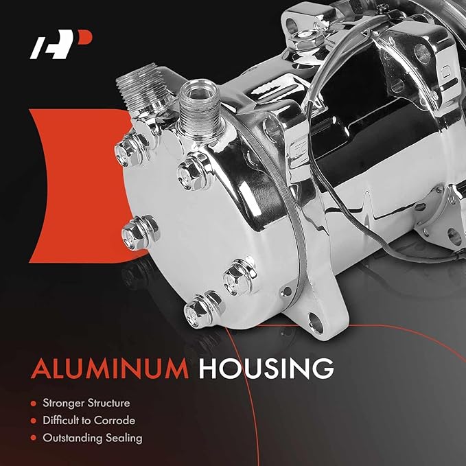A-Premium Fit for Sanden 508 2PK Style, Universal A/C Compressor with Clutch, 2 Groove V-Belt, Chrome Plated Aluminum Housing