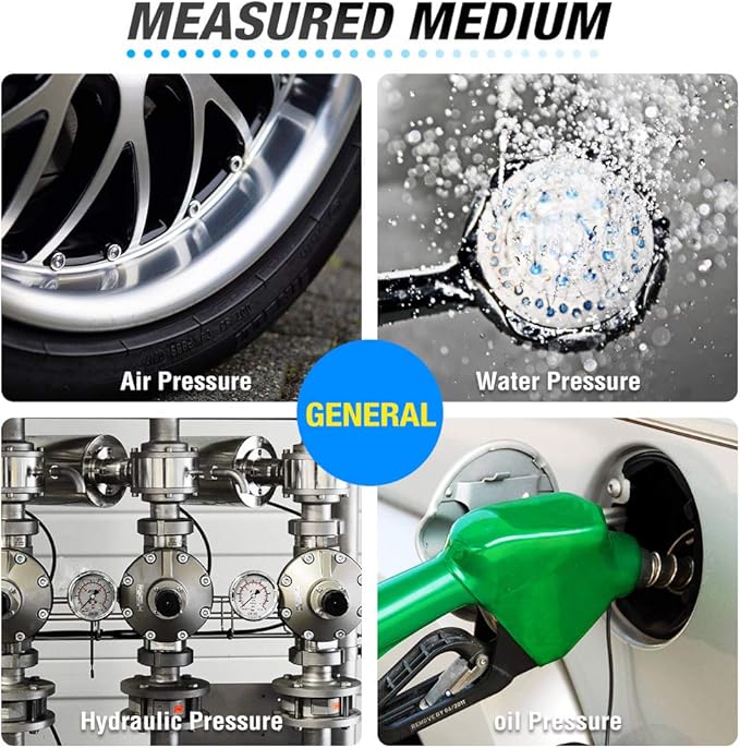 MEANLIN MEASURE Silver Double Straight Type Tire Pressure Gauge，Dual Head Air Pressure Gauge，Pressure Range 10-160 Psi(Suitable for Trucks, etc.