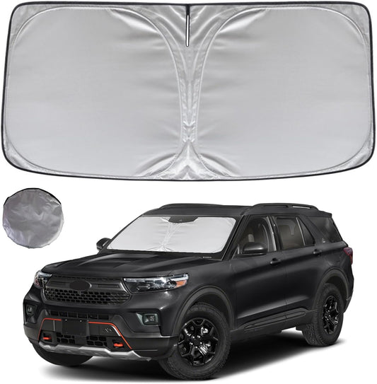 KAYZT Windshield Sun Shade for 2020-2025 Ford Explorer SUV Foldable Sunshade Front Window Custom Fit Car Accessories