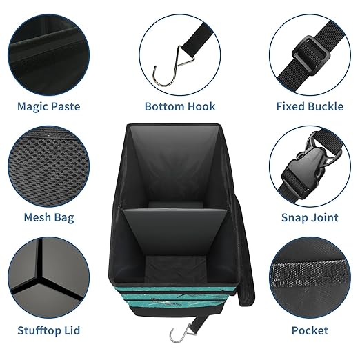 Car Trash Can Green Dragonfly Large Storage Garbage Can with Lid Hanging for Back Seat Leakproof Automotive Vehicle Trash Bin