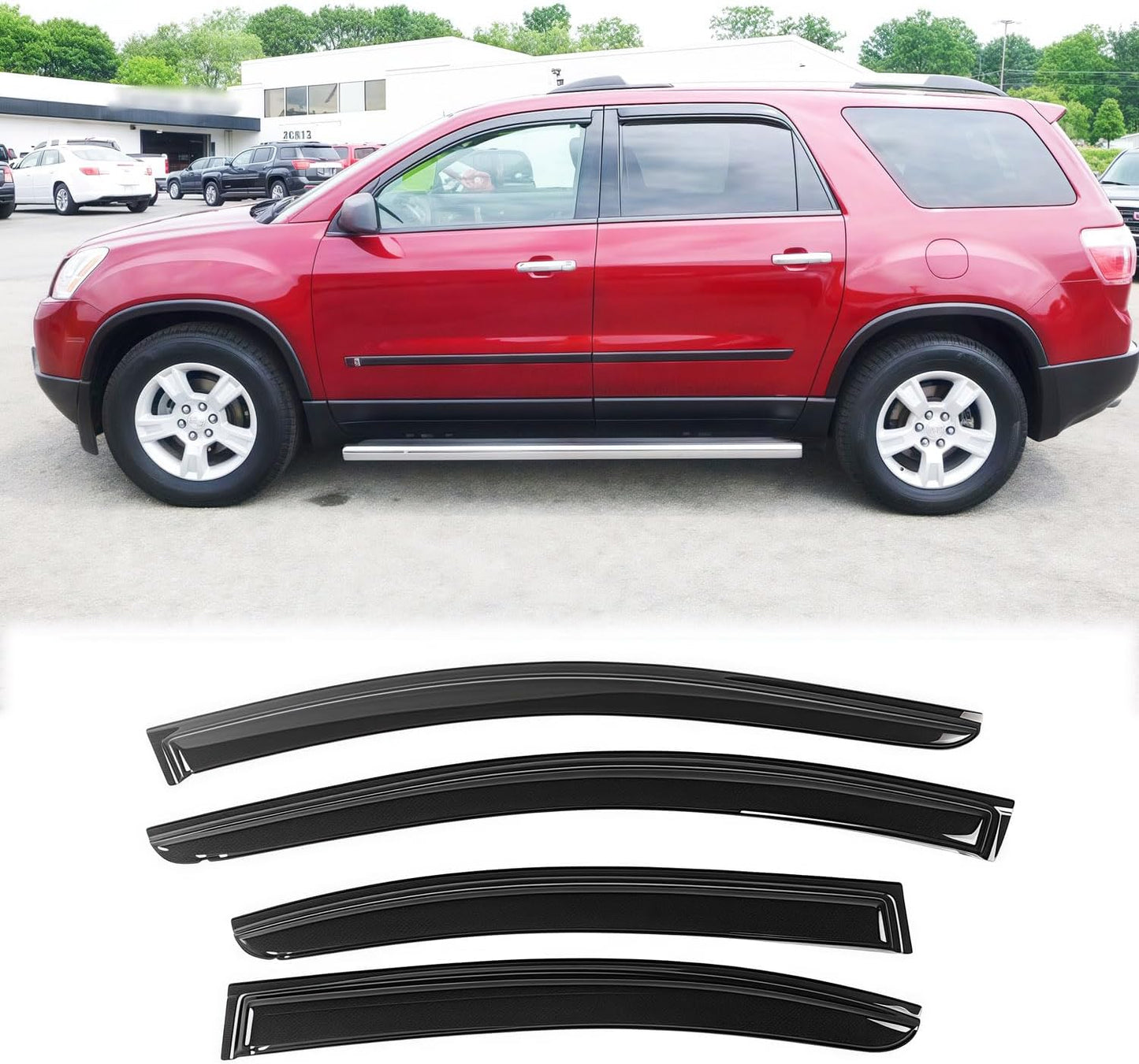 Rainproof Side Window Wind Deflectors for 2017-2024 GMC Acadia, Tape-on Sun Rain Guard Sets,Nice Looking Window Visors for Cars,Vent Deflector for 17-24 GMC Acadia
