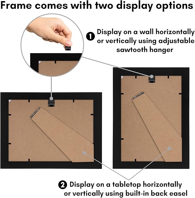 Americanflat 5x7 Picture Frame with Shatter-Resistant Glass - Set of 4 - Use as 4x6 Frame with Mat or Display 5x7 Photo Without Mat - Signature Collection - Picture Frames for Tabletop or Wall - Black