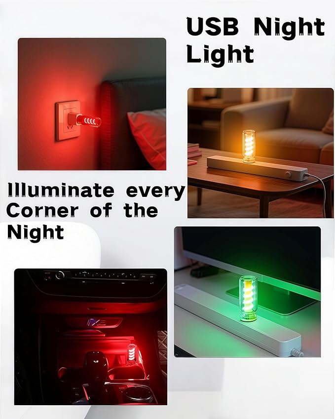 2 PCS USB Car Interior Lights, Touch Dimmable, Mini Retro Glass Bottle Design Suitable for Cars, Bedrooms, Corridors and Camping (White)