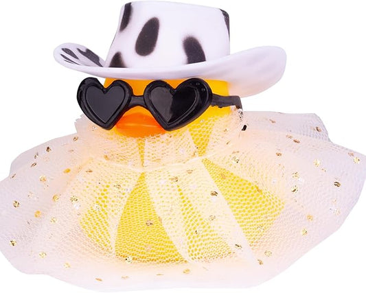 Car Rubber Duck Ornament Cute Duck Car Dashboard Decoration Accessories with Mini Hat Sunglasses and Skirt for Car Dashboard Decoration Accessories(AA5), JJ075E5