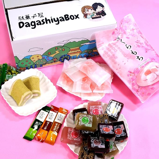 Wagashi Box Authentic Traditional Japanese Snack Box with 30+ pieces- Japanese Candy Mystery Box, Containing Various Japanese Snacks, Tea snacks, Japanese traditional snacks, Wagashi Box