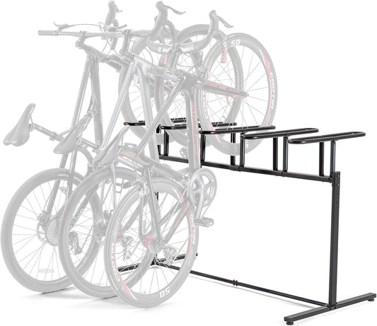 CXWXC 3/5 Bikes Stand Rack - Bike Storage Parking Racks Indoor/Outdoor - Bicycle Stand Garage for Parking Mountain Road Hybrid Bike, Fits Wheels up to 2.4" (For 5 Bikes)