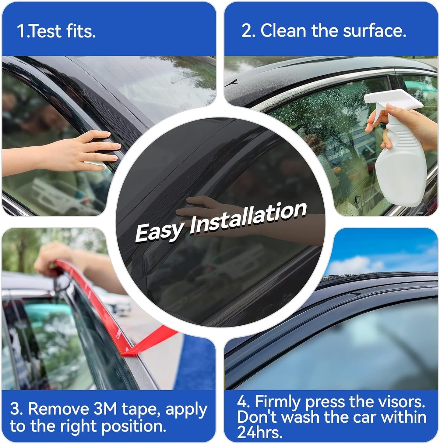 in-Channel Window Visors Rain Guards for 1994-2001 Dodge Ram 1500, Window Wind Deflectors Vent Shades for 94-02 Ram 2500 3500