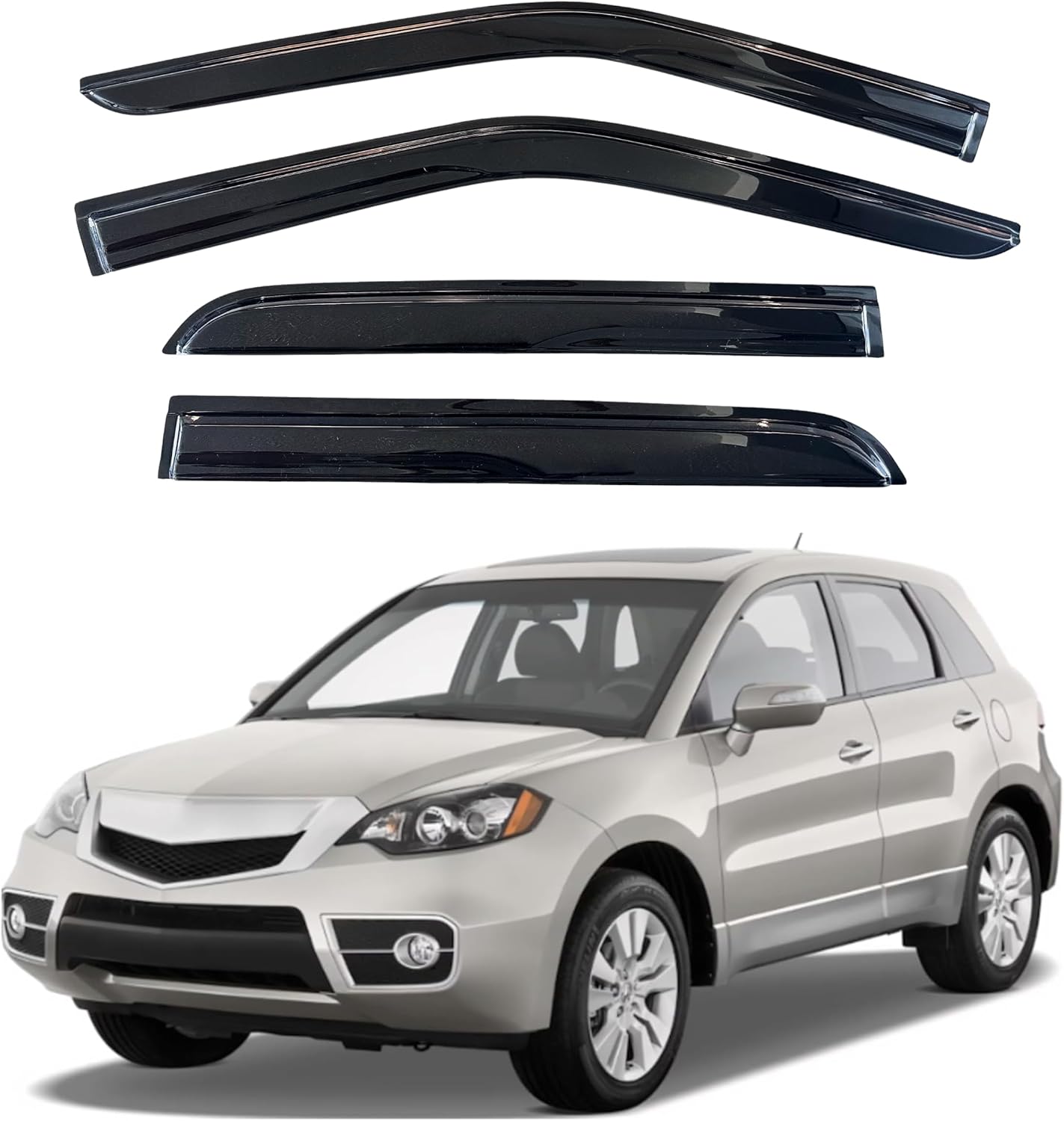 KPY Window Visor Compatible with Acura RDX 2007-2012, 4PC Rain Guard Side Window Vent Deflectors Tape-On Mugen Style, 2007 2008 2009 2010 2011 2012