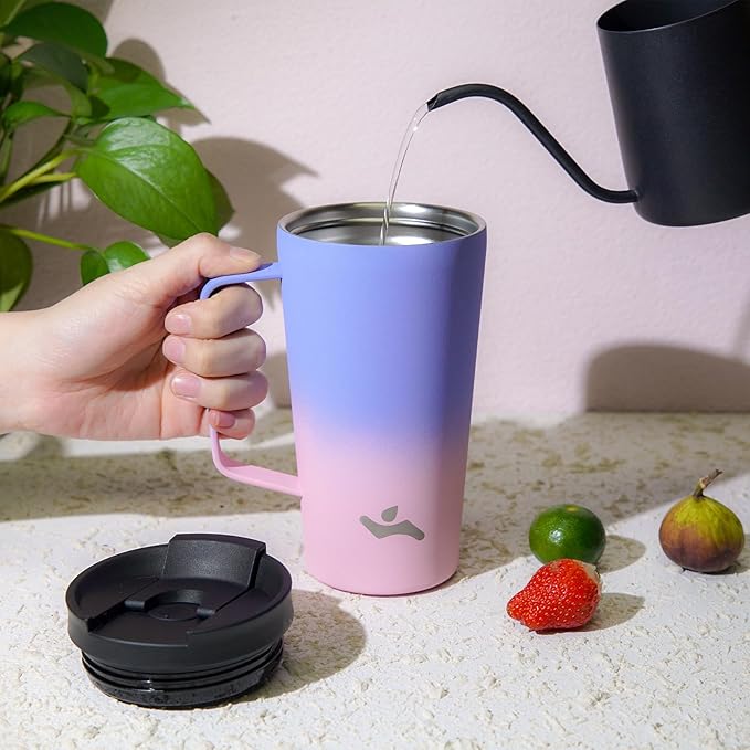 Insulated Tumbler with Handle and Straw, 22 OZ Travel Coffee Mug Stainless Steel Cup Metal Water Bottle,Pastel Sunset