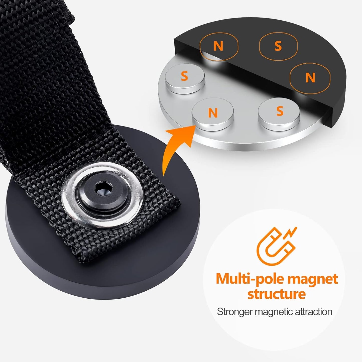 Homde 4pcs Strong Magnetic Hook, Heavy Duty Magnet Tool Holder 2.6 inch for Hanging, Utility Garage Hanger for Hose, Cable, for Garage, Workshop, RV(4 Black)