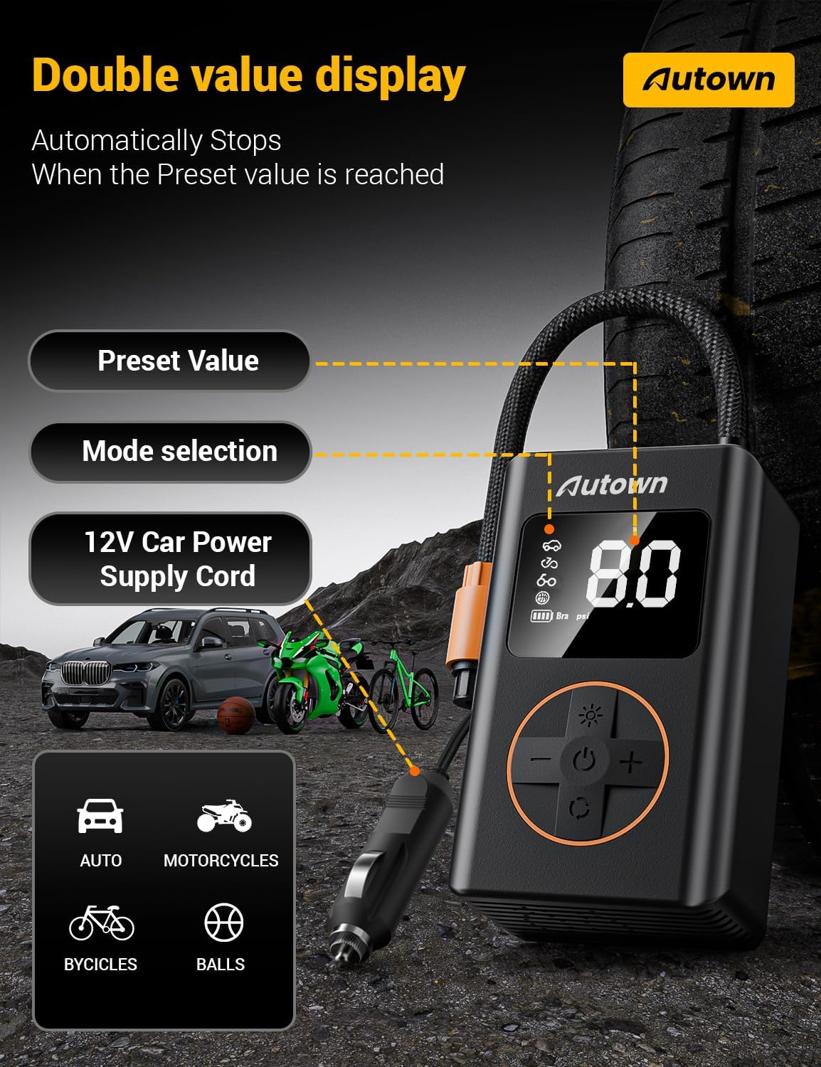 Flat Tire Repair Kit with Air Compressor 54 Pieces for Car, Motorcycle, ATV, Jeep, Truck, Tractor Flat Tire Repair (54PCS)