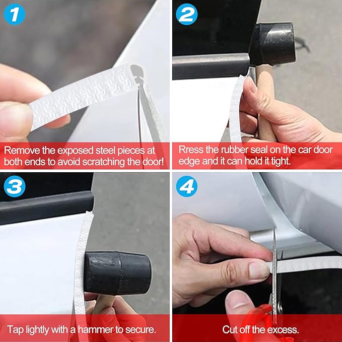 MYFAMIREA 33Ft(10M) Long Car Door Edge Guards,U Shape Edge Trim Rubber Seal Protector Rubber Car Door Protector Car Protection Door Edge Anti-Collision Rubber Clips Fit for Most Car| White |