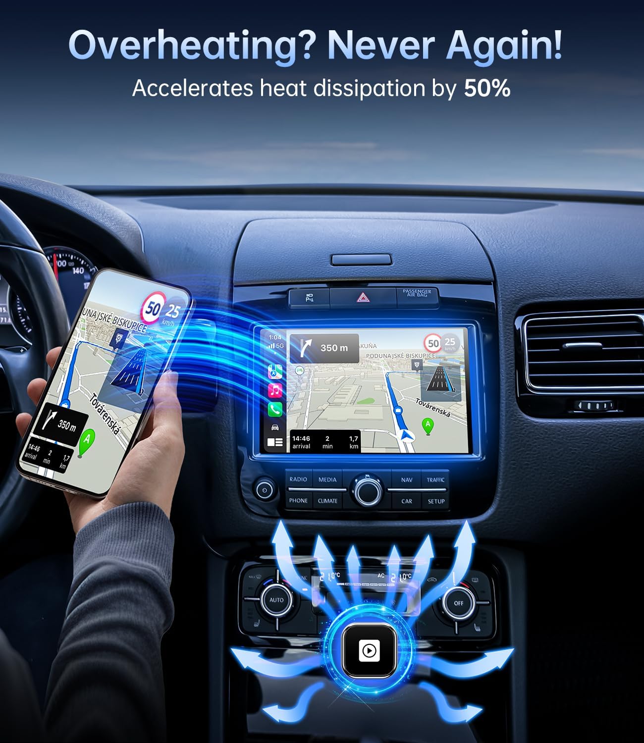 Wireless Carplay Adapter, 2025 Upgrade Mini USB Design for Car Play & Android Auto, Easy Use Fast Stable Connection for iPhone