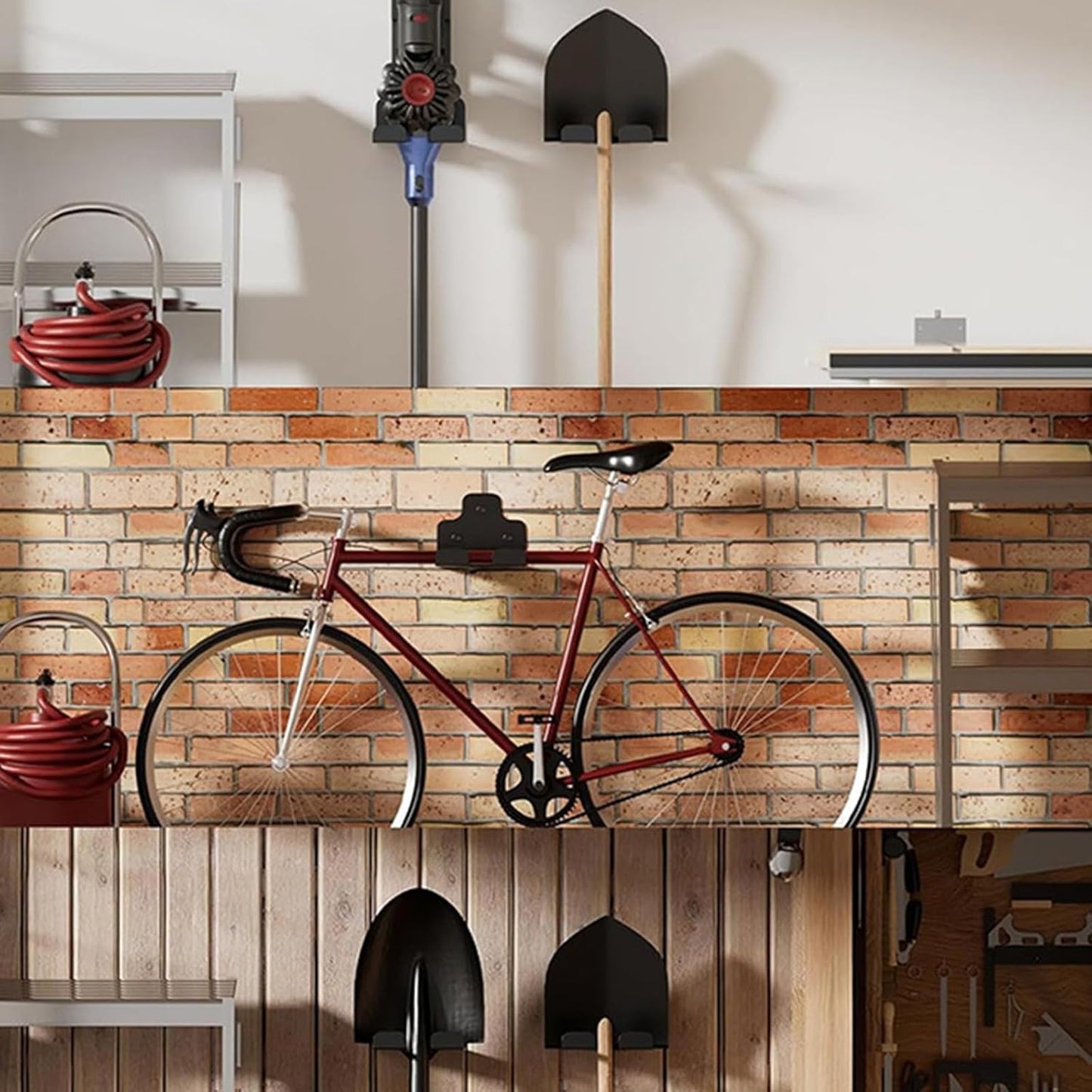 2 Pack Heavy Duty Weed Eater Hanger Wall Mount, Garage Organizer Trimmer Rack for Grass Trimmer Wall Mounted, Black Power Tool Hanger Storage Rack, Weed Wacker Hooks for Garage