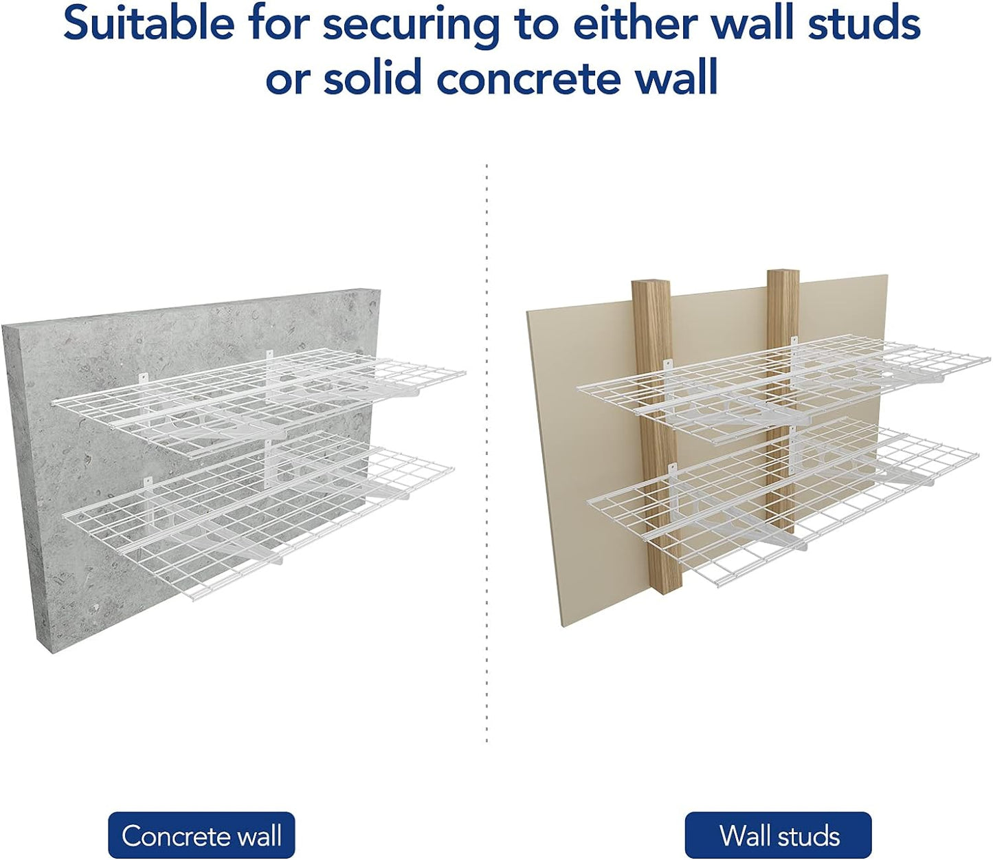 FLEXIMOUNTS 2-Pack 2x4ft 24-inch-by-48-inch Wall Shelf Garage Storage Rack Wall Mounted Floating Shelves, White