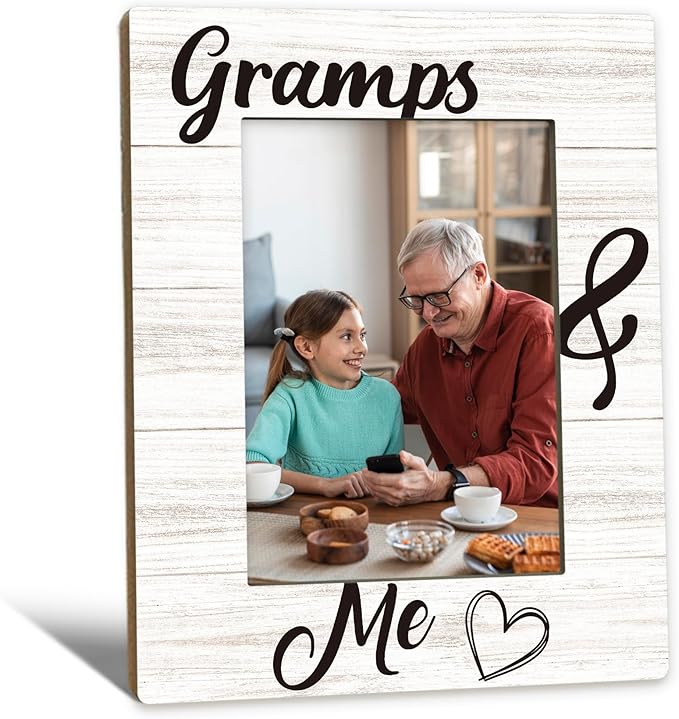 Gramps Gifts Picture Frame 5x7, Grandpa Photo Frame, Christmas Fathers Day Birthday Gifts for Grandpa from Grandkids, Gramps and Me Wooden Picture Photo Frames for Desk Home Room Decor