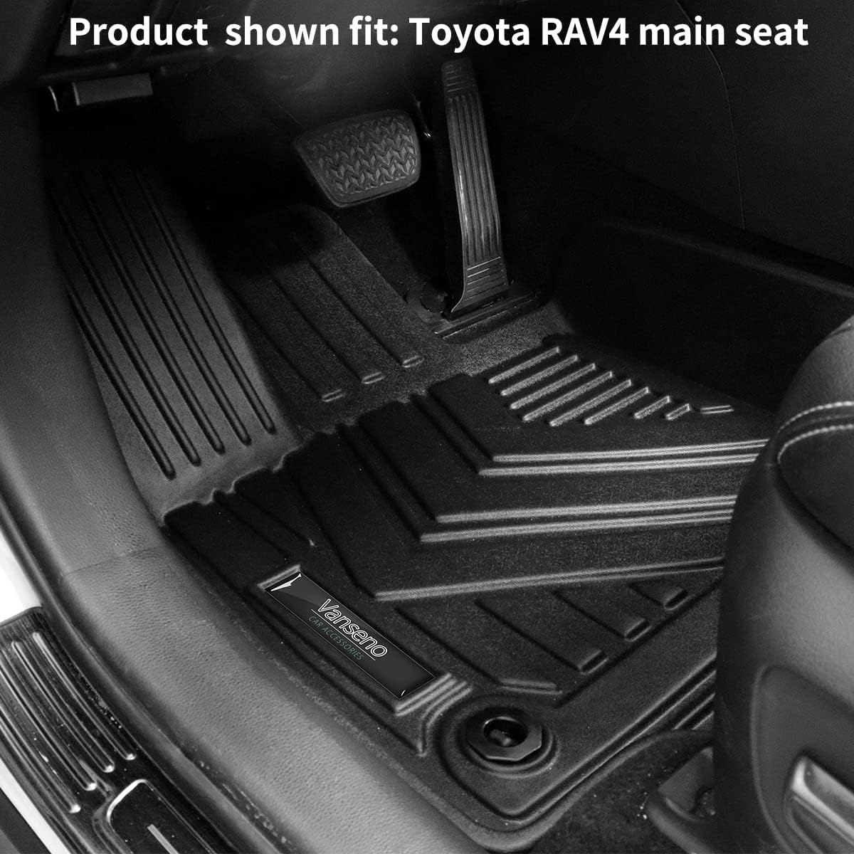 Vanseno Floor Mat & Cargo Liner & Backrest Mat Compatible for 2019 2021 2022 2023 2024 2025 Toyota Rav4 Floor Mats Trunk Liners Back Seat Cover Mat All-Weather Full Set Protector