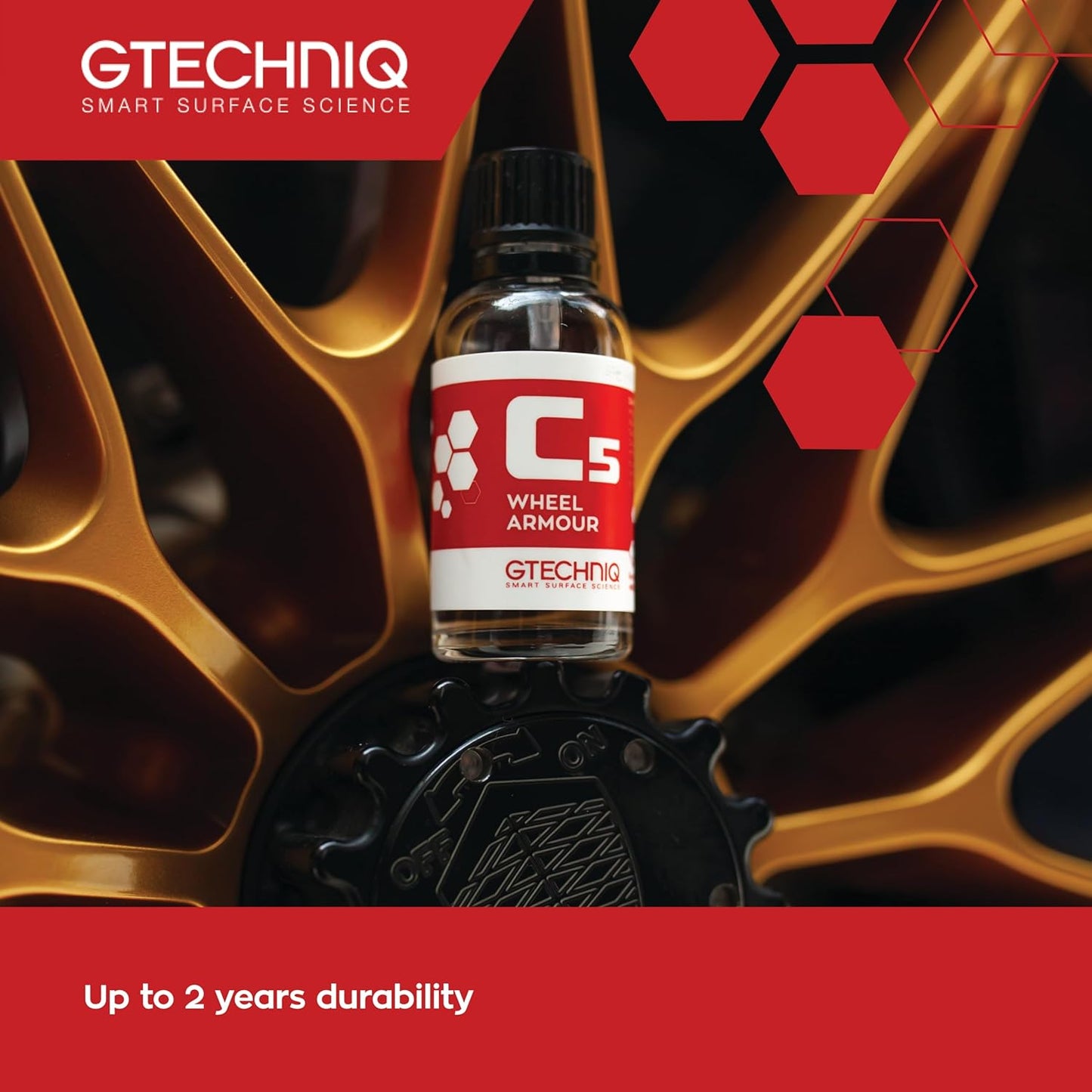 Gtechniq C5 Wheel Armor Wheel Cleaner, Rims Cleaner Protects Alloy Rims, Brake Dust Remover Wheel Cleaner Repels Brake Dirt for up to 12 Months - 1 fl oz (30ml), Sufficient for 4 x 21 Outer Rims
