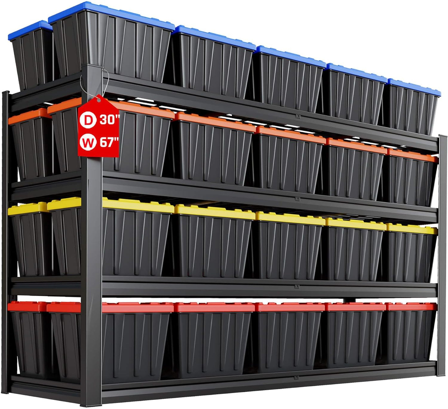 67" Wide Garage Shelving Unit, 30" D Heavy Duty Garage Storage Shelves,3500 LBS Capacity, Industrial Adjustable Shelves for Basement Warehouse