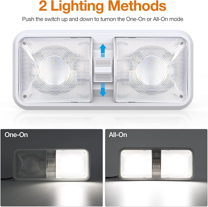 RV Lights Interior, 12 Volt Led Lights 1000LM, Camper Lights 8W, RV Led Lights Interior Fixtures 12V, RV Ceiling Dome Light with Switch for RV/Camper/Trailer/Boat/Car (Natural White, 4Pack).