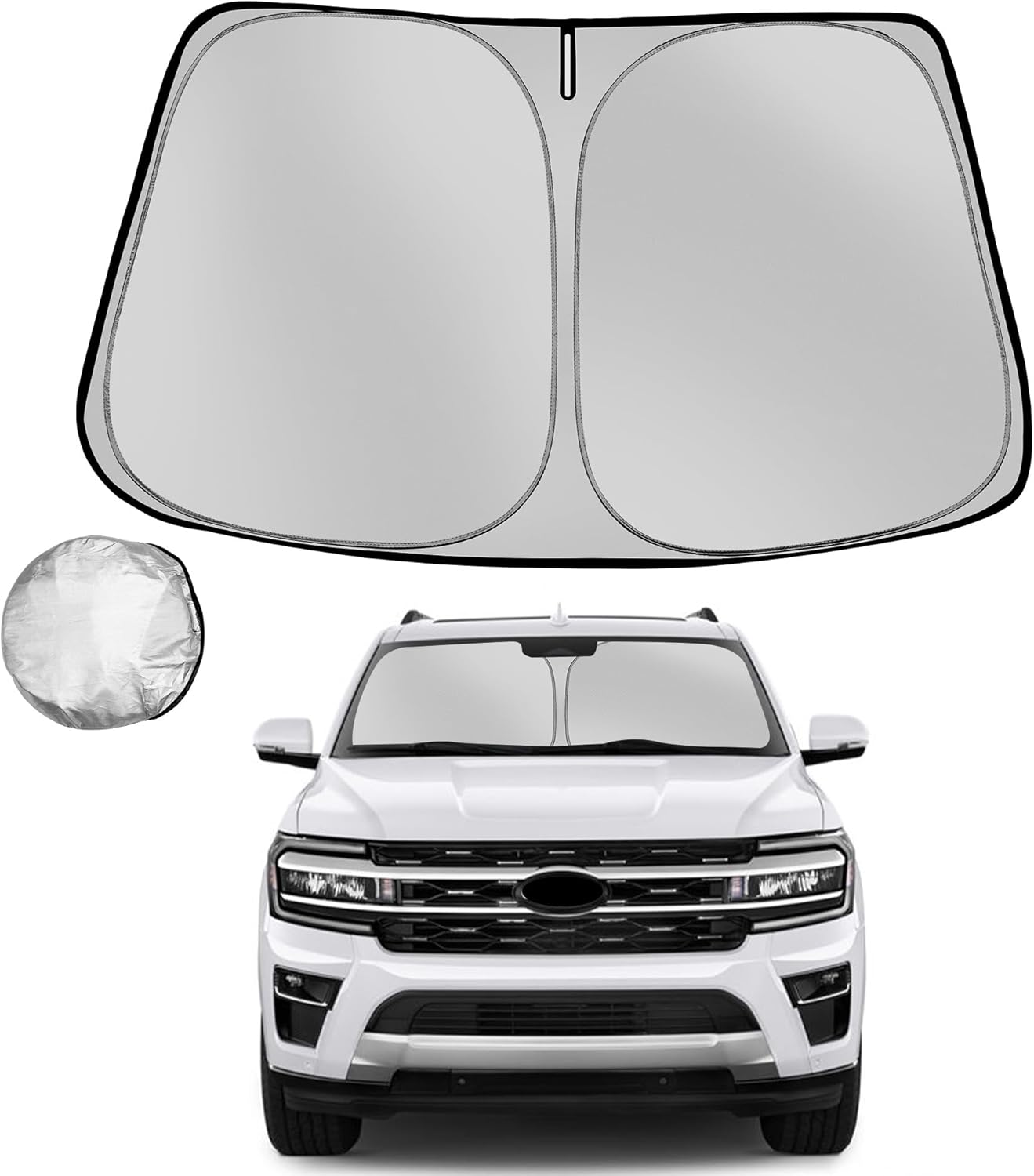 Windshield Sun Shade for 2018-2025 Ford Expedition Foldable Sun Sunshade for Car Front Window Blocks UV Rays and Heat Automotive Interior Protector Custom Fit Accessories