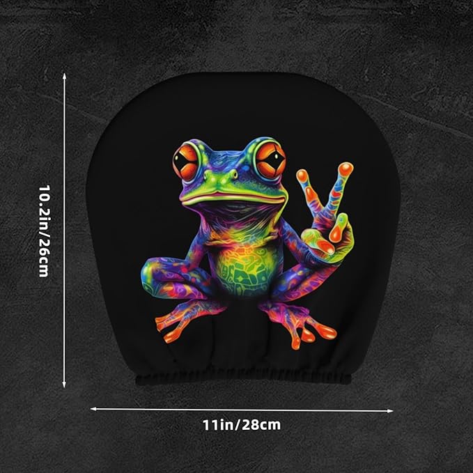 Dujiea 2 Pack Colorful Peace Frog Car Headrest Covers, Universal Soft Car Seat Head Rest Cover Protector, Vehicle Accessories Fabric Headrest Cover for Cars Vans Trucks