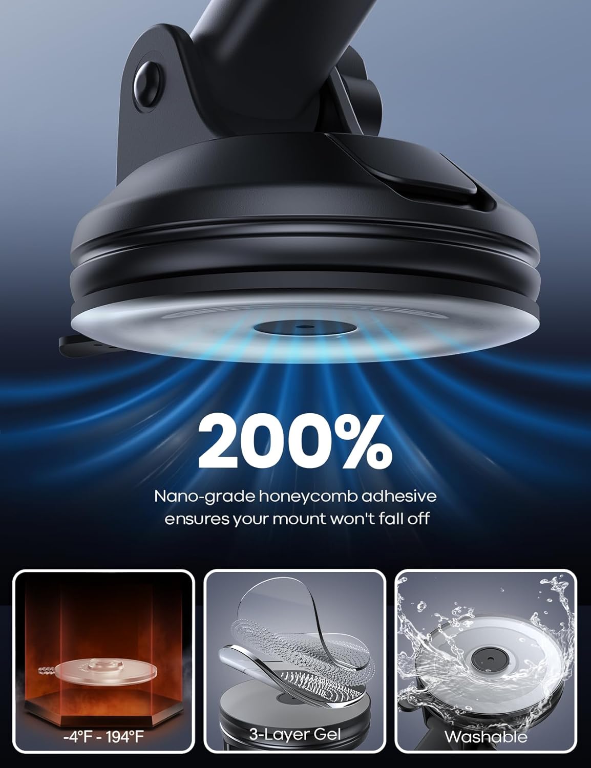 Lamicall Car Phone Holder - [Strongest Military-Grade Suction Cup] 360° Rotation Phone Holders for Your Car Quick Release Adjustable Car Phone Mount Dashboard for iPhone 16 Galaxy Smartphone Truck